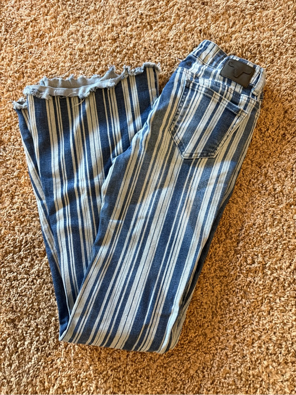 L&B Striped Blue and White Wide-Leg Jeans